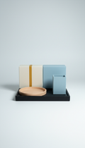 Minimalist desk organizer set in matte metal